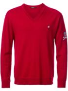 Loveless V Neck Fine Knit Jumper, Men's, Size: 1, Red, Wool
