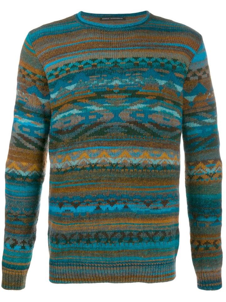 Daniele Alessandrini Aztec Knitted Jumper - Blue