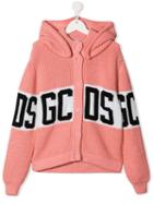 Gcds Kids Teen Hooded Logo Cardigan - Pink