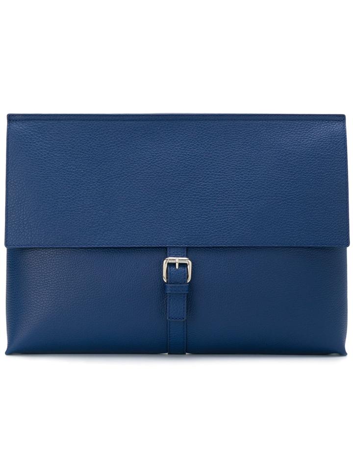 Orciani Foldover Buckle Clutch - Blue