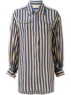 Fendi Striped Long Sleeve Shirt, Women's, Size: 44, Blue, Silk