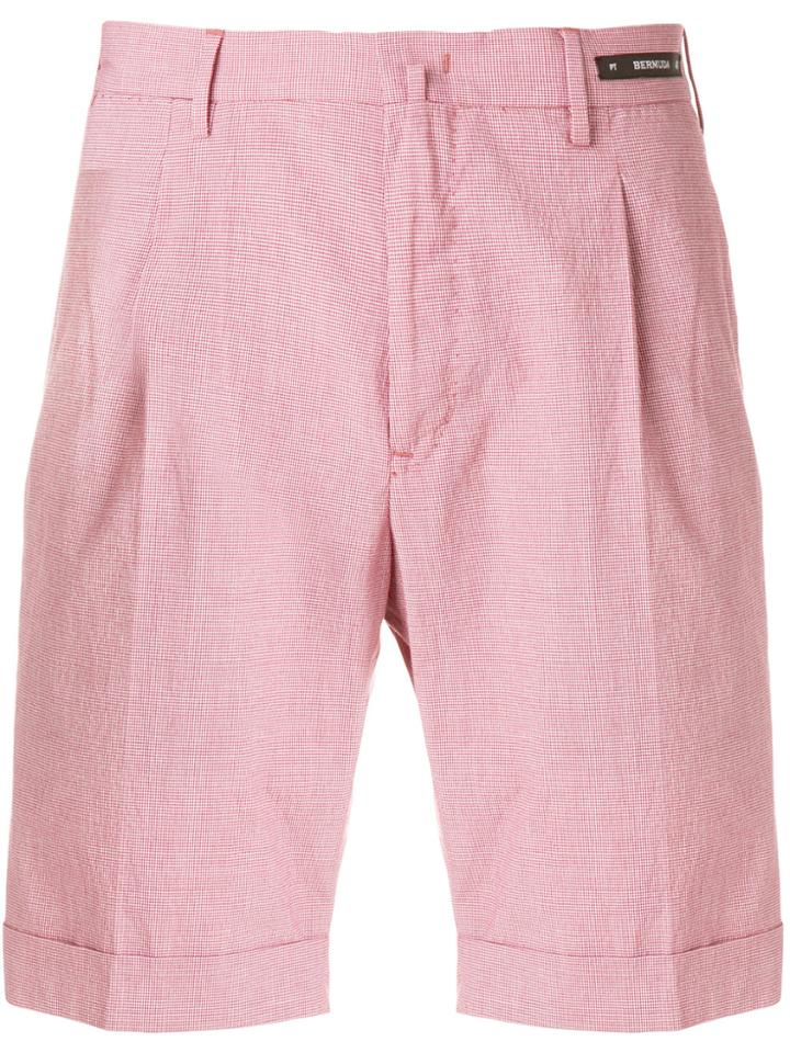 Pt01 Classic Bermuda Shorts With Label Detail - Red
