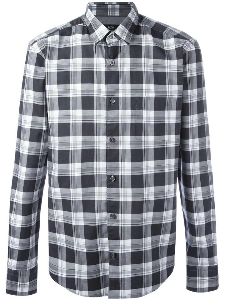 Boss Hugo Boss Classic Checked Shirt, Men's, Size: Medium, Black, Cotton