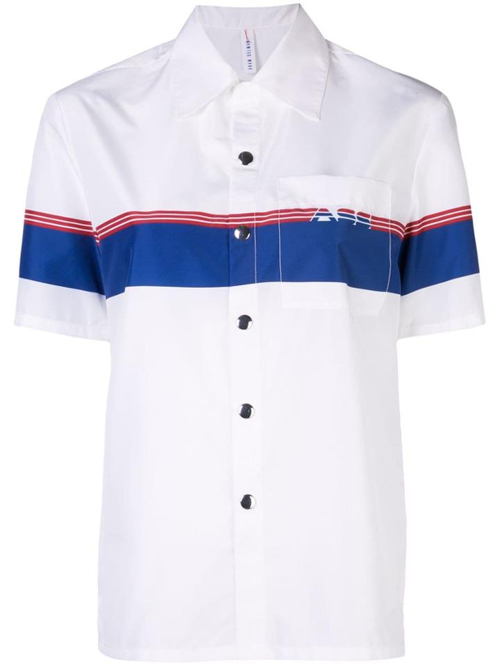 Adam Selman Sport Coach Logo Stripe Shirt - White
