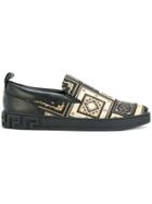 Versace Greek Key Embossed Loafers - Black