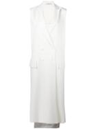 Lucio Vanotti Sleeveless Double Breasted Coat, Women's, Size: 1, White, Virgin Wool/polyester/spandex/elastane