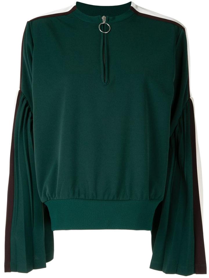 Facetasm Flared Sleeves Henley Sweatshirt - Green