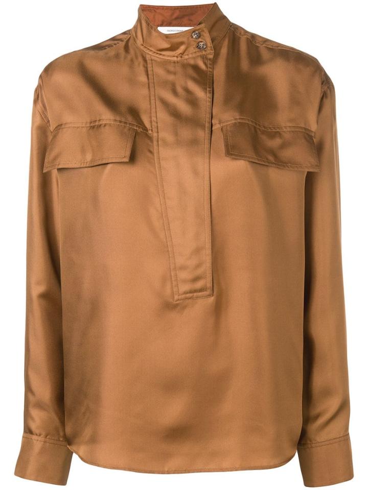 Cédric Charlier Mandarin Collar Shirt - Brown