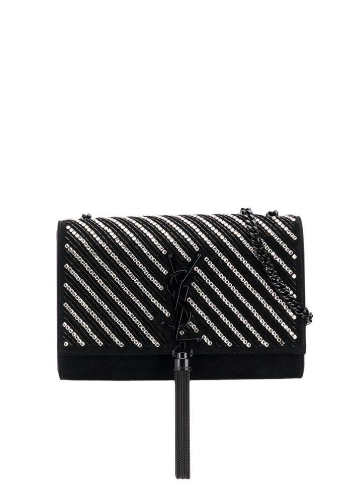 Saint Laurent Kate Embellished Tassel Bag - Black