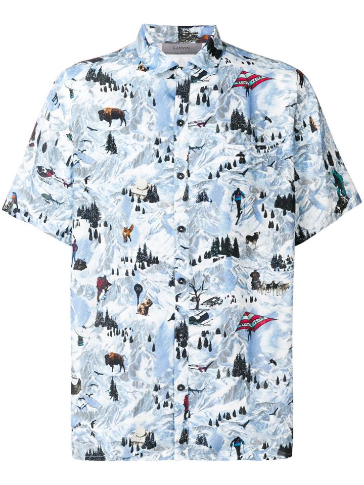 Lanvin Mountains Bowling Shirt - Blue