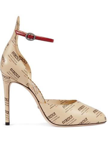 Gucci Leather Gucci Invite Print Pump - Neutrals