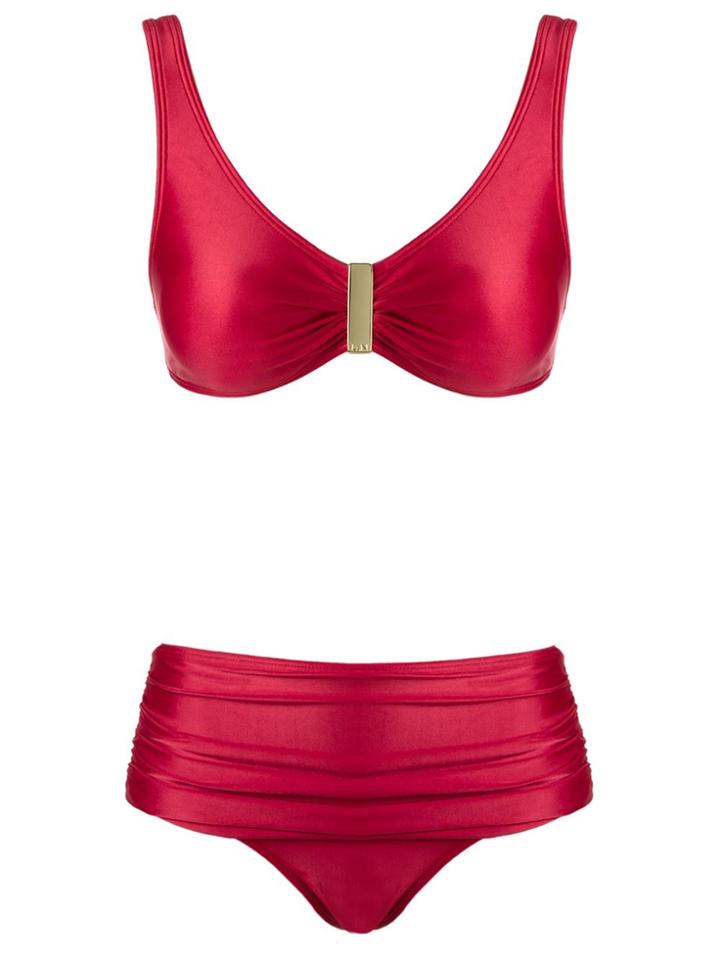 Lygia & Nanny Draped Bikini Set - Red