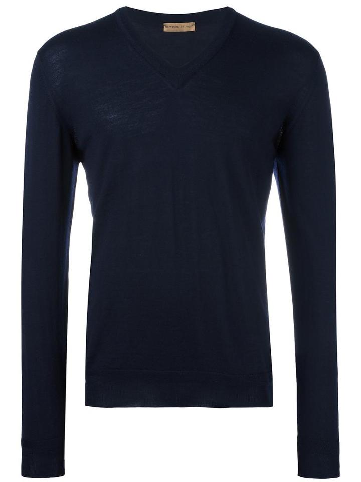 Etro V-neck Jumper, Men's, Size: Xl, Blue, Wool
