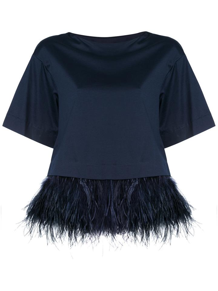 Le Ciel Bleu - Feather Top - Women - Cotton/feather - 36, Blue, Cotton/feather