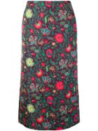 La Doublej Dragon Flower Print Midi Skirt - Pink & Purple