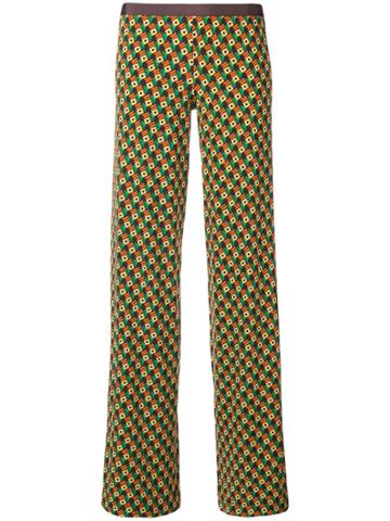 Siyu Geometric Print Straight Trousers - Multicolour