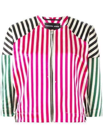 Striped Bomber Jacket, Women's, Size: Medium, Cotton/silk, Penelophe's Sphere