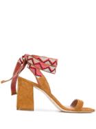 Gianna Meliani Contrasting Tie Fastening Sandals - Brown