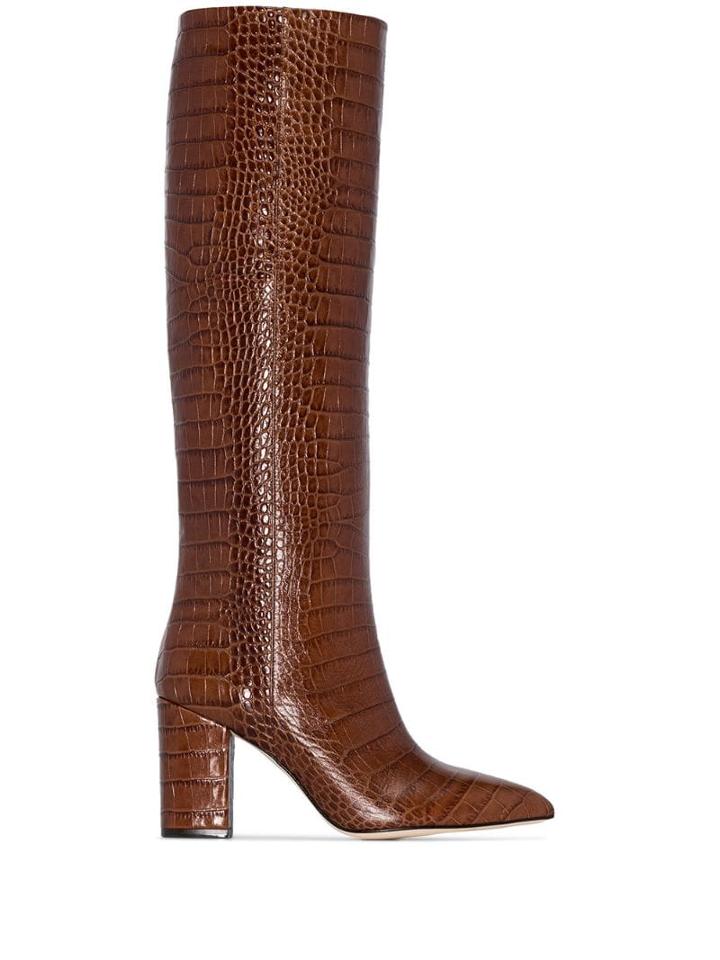 Paris Texas Crocodile-effect 80mm Boots - Brown