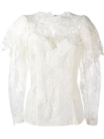 Lanvin Floral Lace Blouse, Women's, Size: 36, White, Silk/cotton/polyamide/viscose