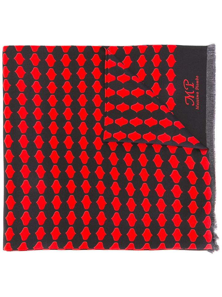 Mp Massimo Piombo Printed Silk Scarf, Men's, Black, Silk