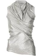 Rick Owens Lilies Asymmetric Wrap Style Blouse - Metallic
