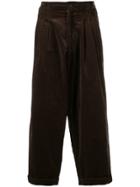 Ymc Cropped Wide-leg Trousers - Brown