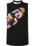 Christopher Kane Floral Panelled Top, Women's, Size: 44, Black, Virgin Wool/polyester/acetate/silk