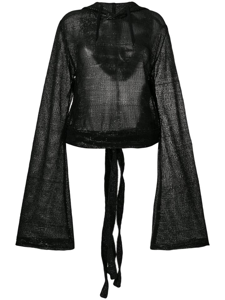 Y / Project Long Sleeved Sheer Hoodie - Black