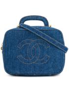 Chanel Vintage Cc Logo Two-way Cosmetic Bag - Blue