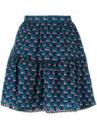 Kenzo Geometric Print Skirt, Women's, Size: 36, Green, Silk