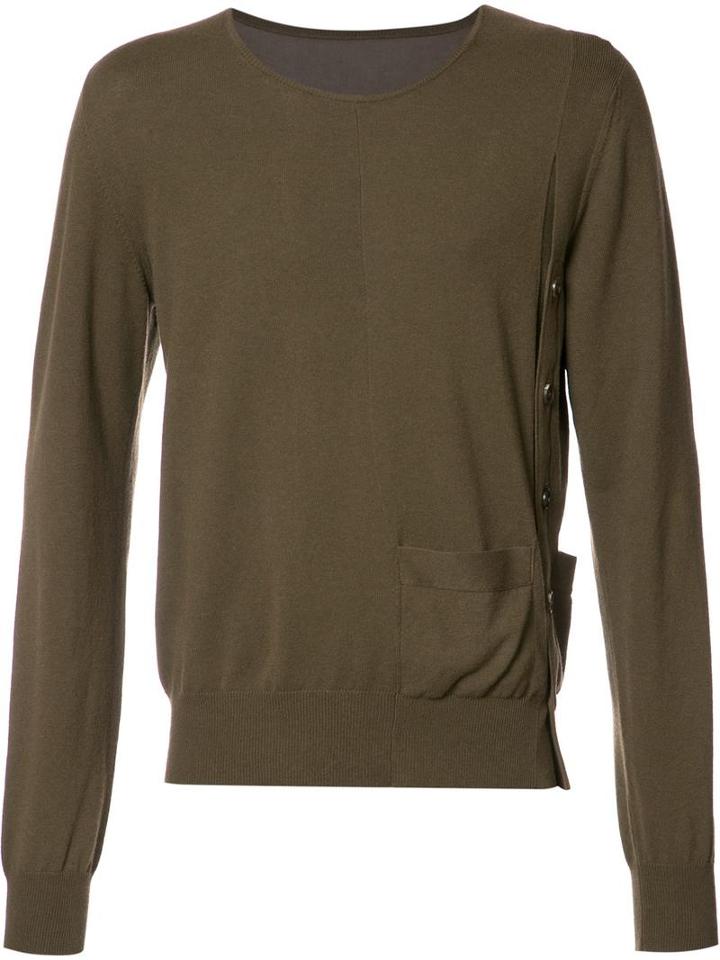 Maison Margiela Bi-colour Turnaround Jumper, Men's, Size: Small, Green, Cotton/wool
