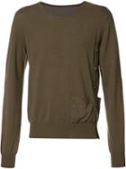 Maison Margiela Bi-colour Turnaround Jumper, Men's, Size: Small, Green, Cotton/wool