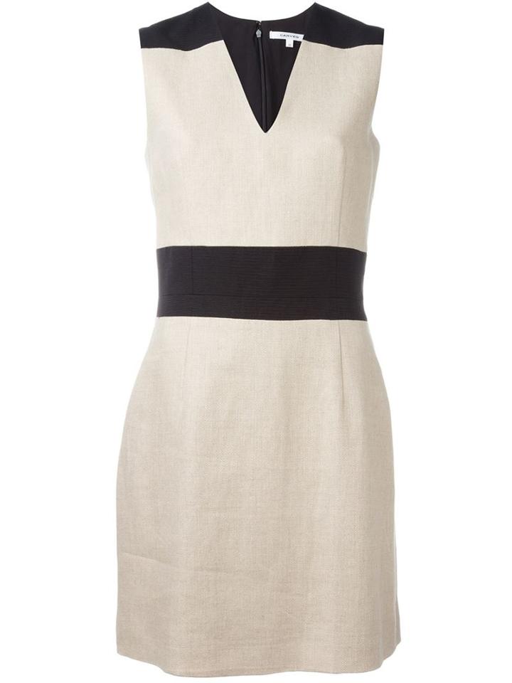 Carven Panelled Fitted Dress, Women's, Size: 40, Nude/neutrals, Linen/flax/cotton/polyester