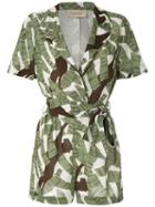 Adriana Degreas Printed Tie Waist Playsuit - Green