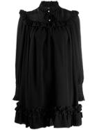 Marc Jacobs Embroidered Ruffle Trim Dress - Black