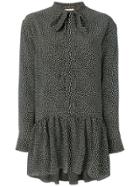 Saint Laurent Ditsy Floral Tie Neck Dress - Black