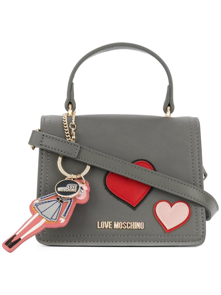 Love Moschino - Heart Patches Tote - Women - Polyurethane - One Size, Grey, Polyurethane