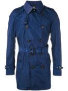 Burberry - Belted Midi Trenchcoat - Men - Cotton/lamb Skin/polyamide - 52, Blue, Cotton/lamb Skin/polyamide