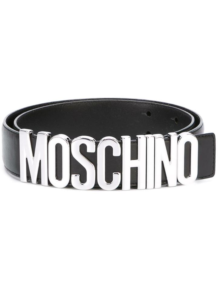 Moschino - Logo Plaque Belt - Unisex - Leather/metal (other) - 95, Black, Leather/metal (other)