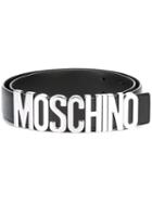 Moschino - Logo Plaque Belt - Unisex - Leather/metal (other) - 95, Black, Leather/metal (other)