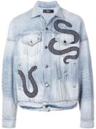 Amiri Snake Patch Denim Jacket - Blue
