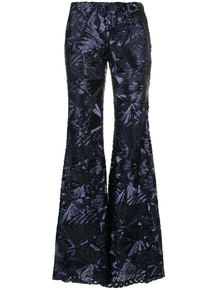 P.a.r.o.s.h. Sequin Embellished Flared Trousers - Blue