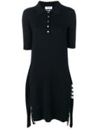 Thom Browne 2-in-1 Cardigan Polo Dress In Navy Fine Merino Wool - Blue
