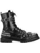 Christian Pellizzari Studded Lace-up Boots - Black