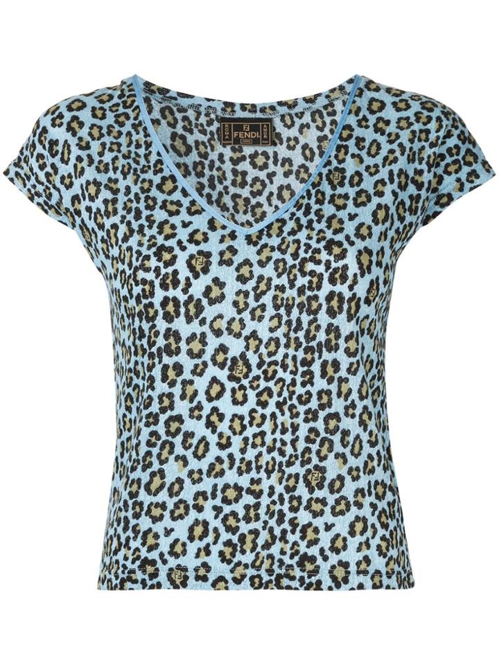 Fendi Pre-owned Leopard Short Sleeve Tops - Blue