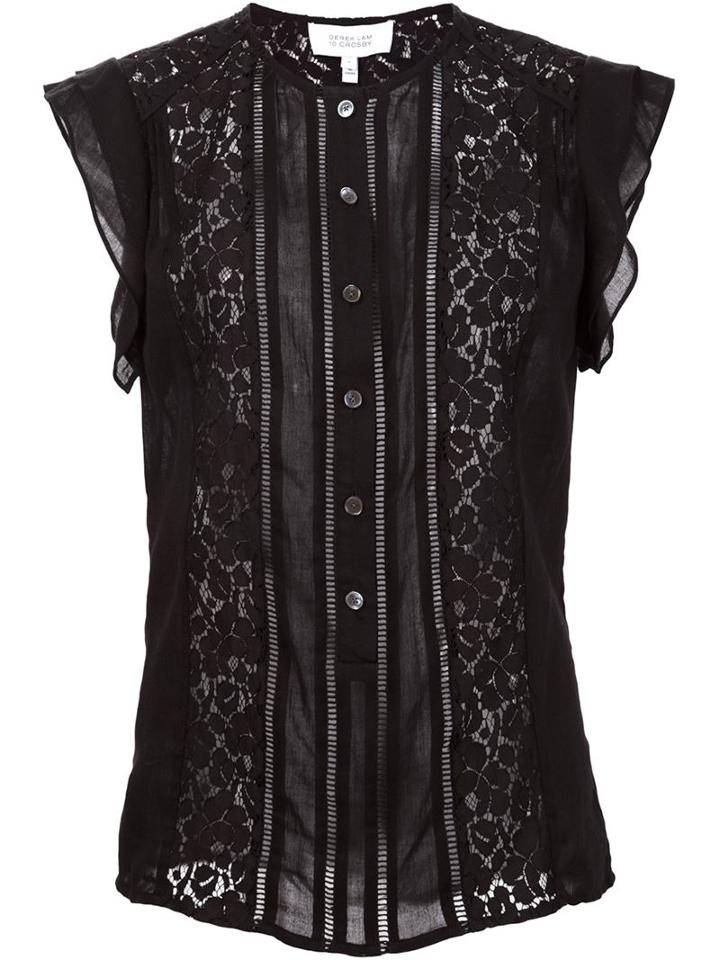 Derek Lam 10 Crosby Embroidered Lace Panel Blouse