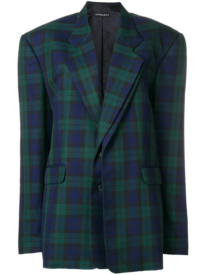 Y / Project Oversized Plaid Blazer - Blue