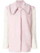 Au Jour Le Jour Embellished Collar Coat - Pink & Purple