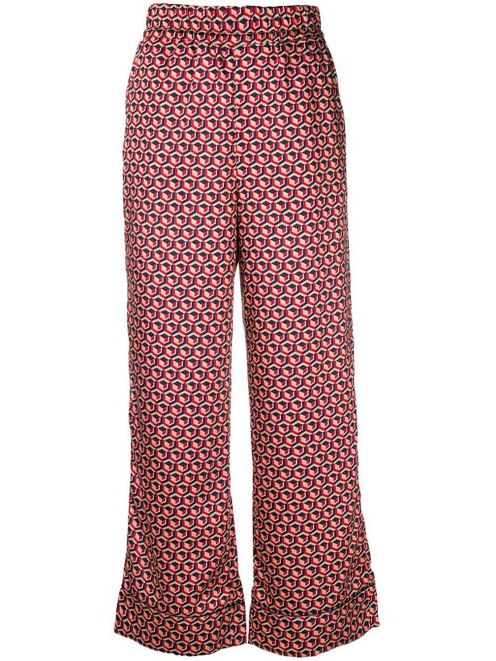 Incotex Geometric Pattern Palazzo Trousers - Neutrals
